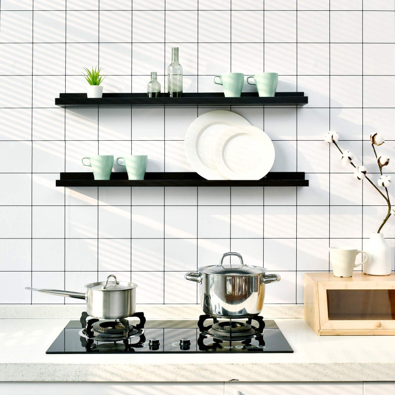 WELLAND Vista Photo Shelf Picture Ledge Floating Wall Shelves, 36-inch, Set of 2, Espresso - Image 4